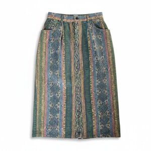Willowbend Vintage High Waist Midi Skirt Size 16 | Boho Southwestern Print